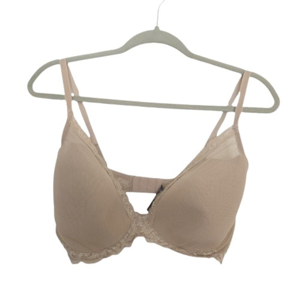 Natori Feathers Contour Plunge Bra 36DDD Nude Lace Underwire